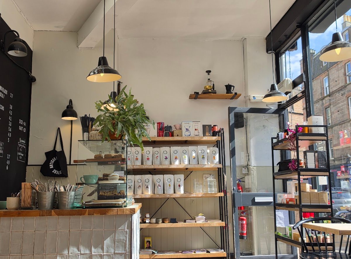 Interior of Artisan Roast Stockbridge, specialty coffee shop in Edinburgh
