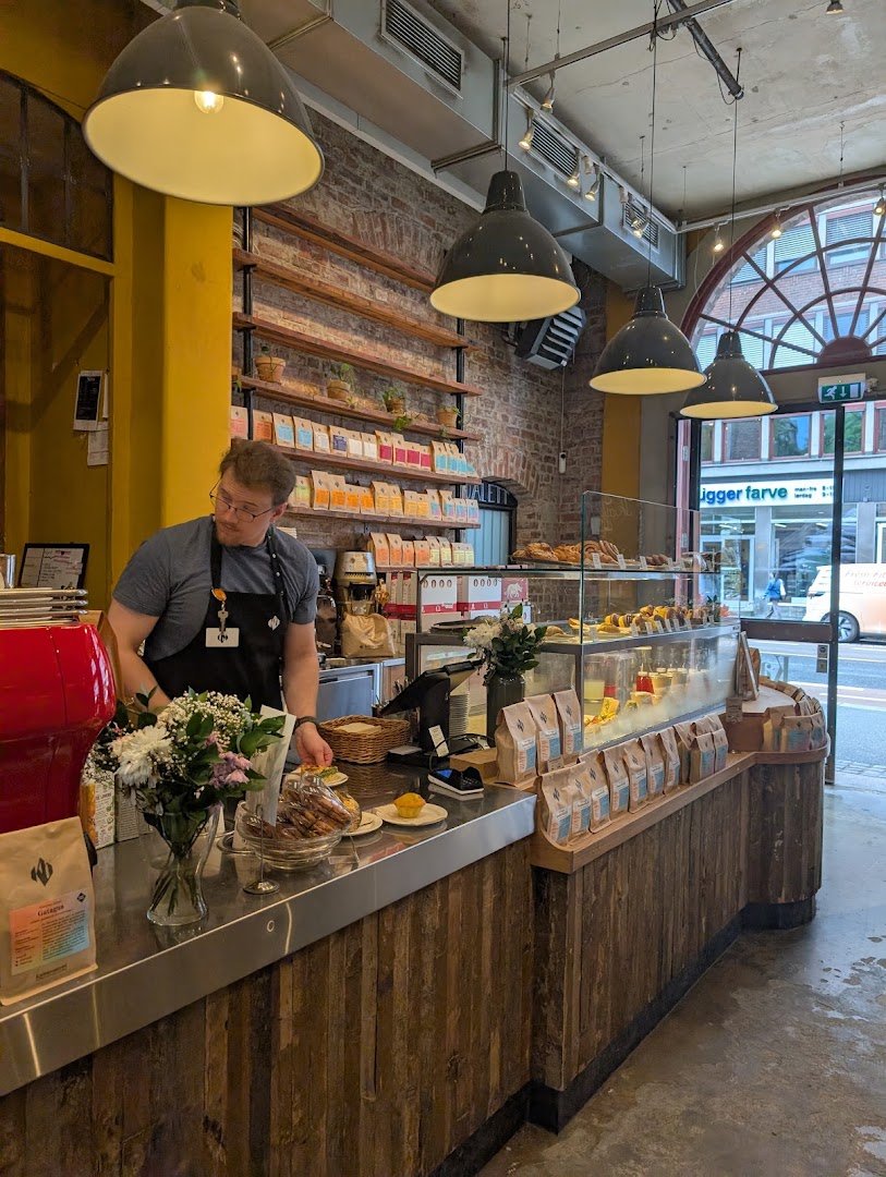 Interior of Kaffebrenneriet, specialty coffee shop in Oslo