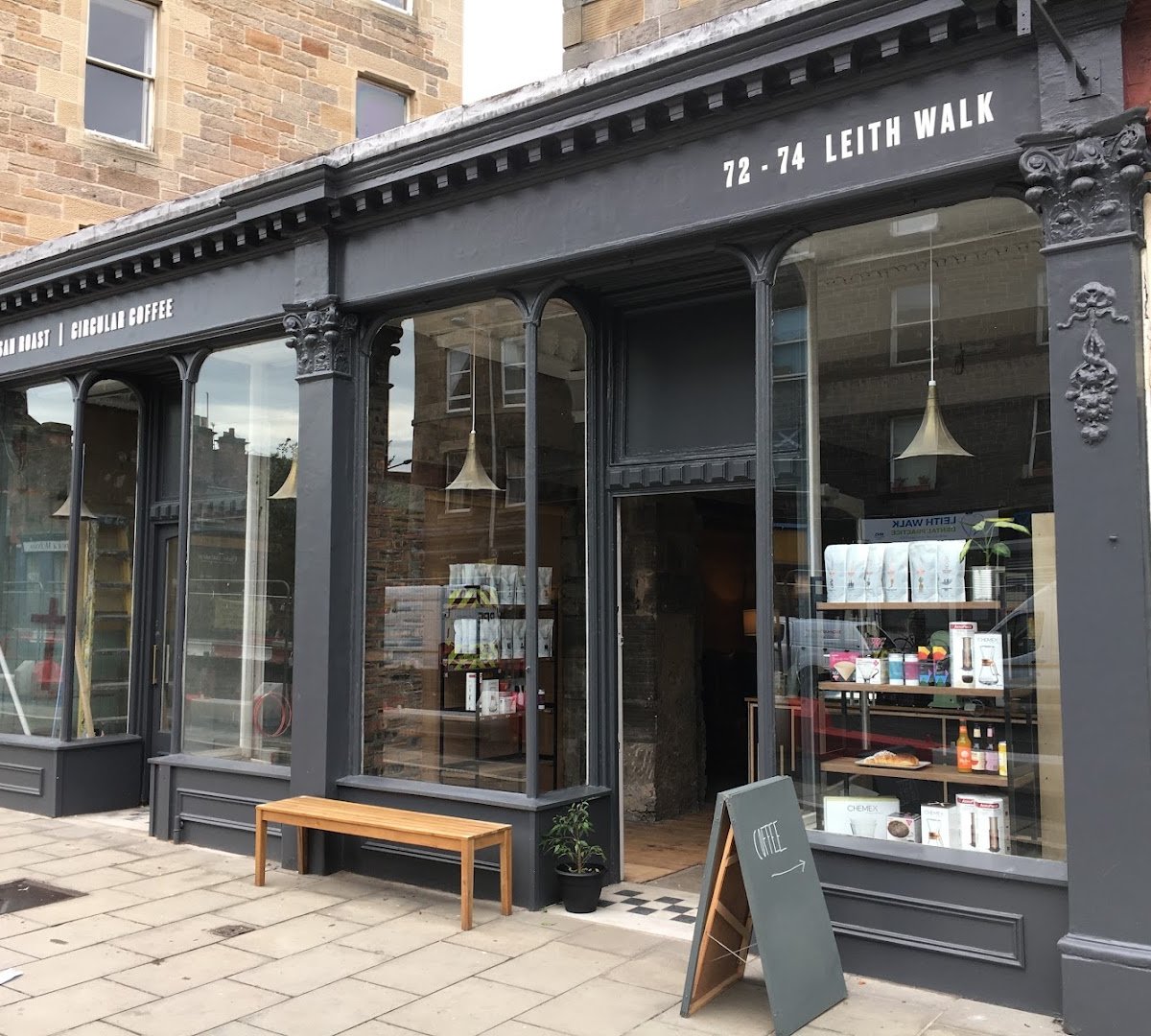 Storefront of Artisan Roast Leith Walk, specialty coffee shop in Edinburgh