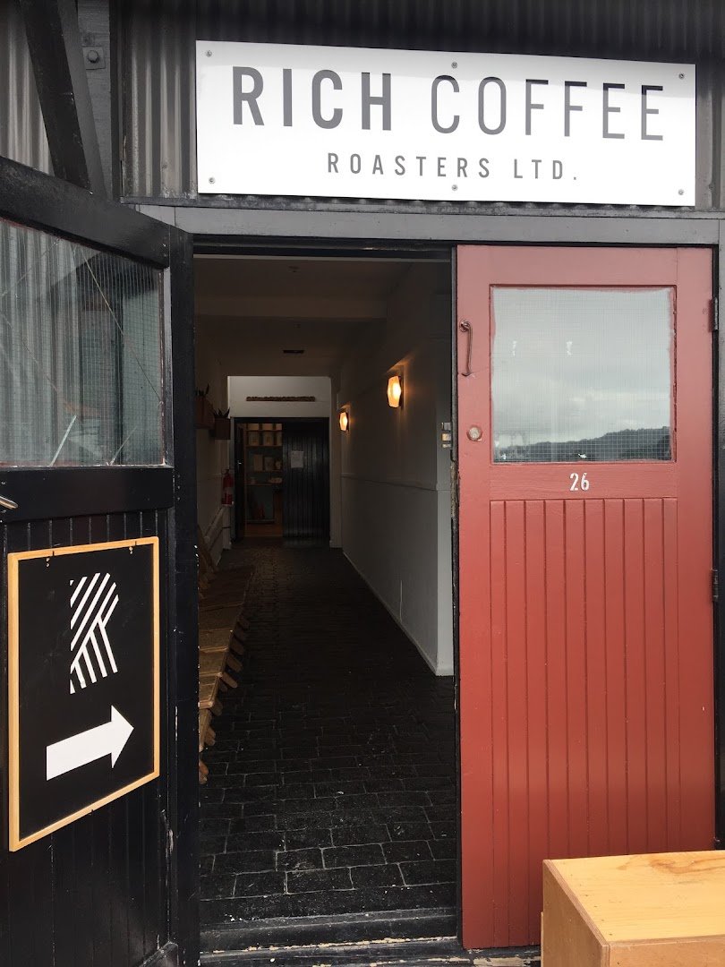 Storefront of Rich Coffee Roasters, specialty coffee shop in Wellington
