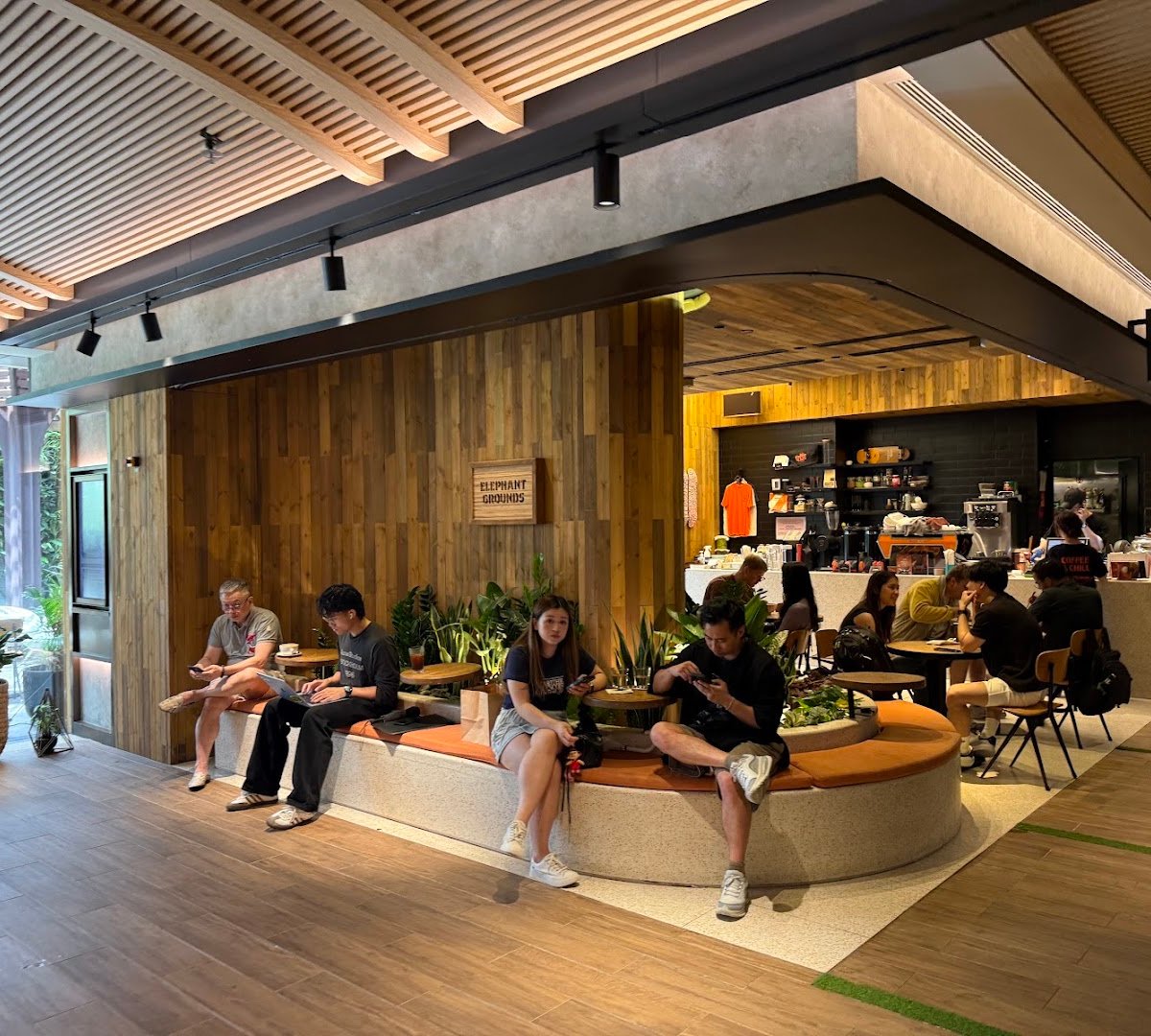 Interior of Elephant Grounds, specialty coffee shop in Hong Kong