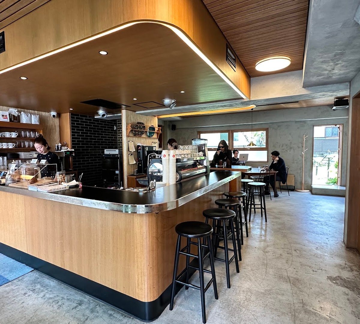 Interior of Fuglen Hanegi Koen, specialty coffee shop in Tokyo