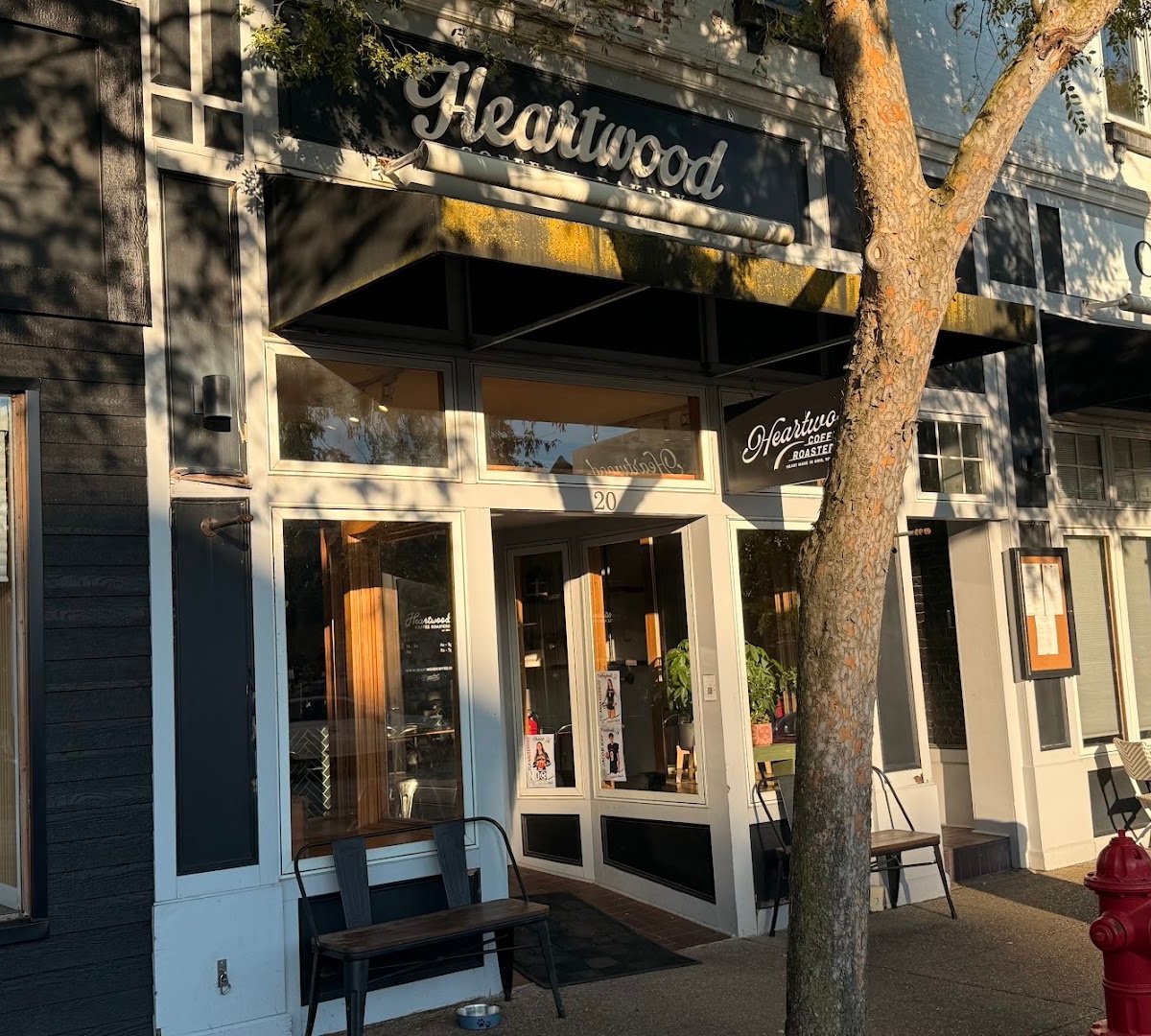 Storefront of Heartwood Coffee Roasters, specialty coffee shop in Cleveland