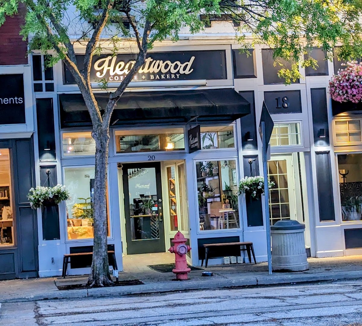 Storefront of Heartwood Coffee Roasters, specialty coffee shop in Cleveland