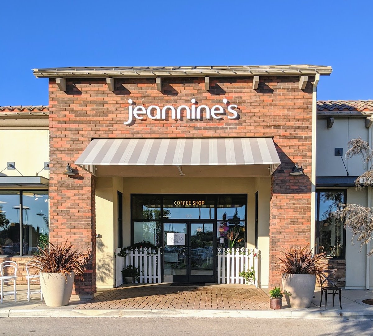 Storefront of Jeannine's Restaurant & Bakery, specialty coffee shop in Santa Barbara