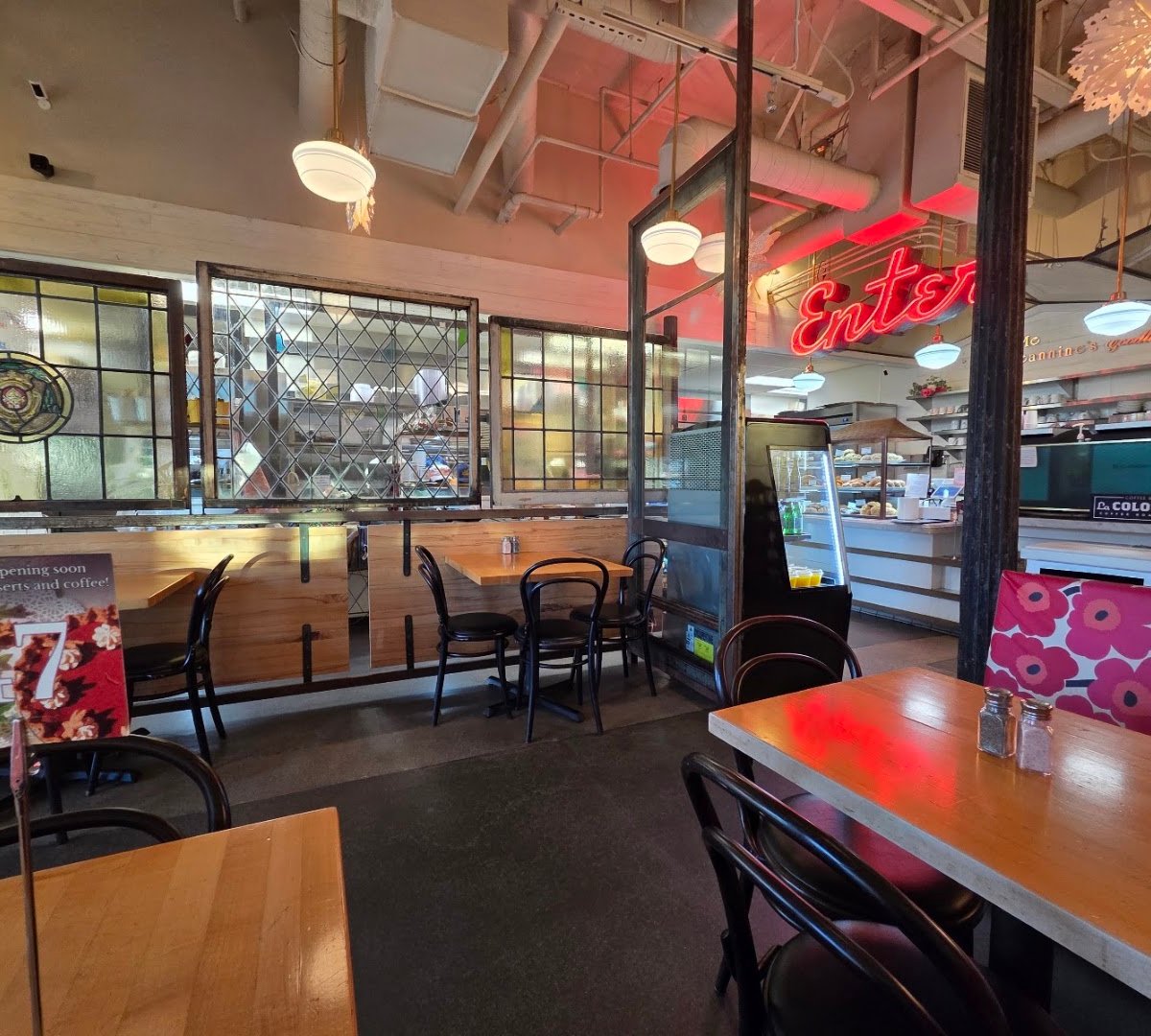 Interior of Jeannine's Restaurant & Bakery, specialty coffee shop in Santa Barbara