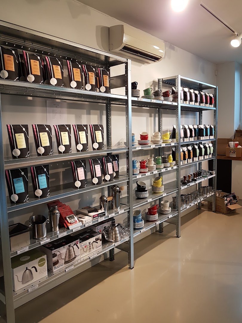 Interior of LIPPE Coffee Roastery, specialty coffee shop in Oslo