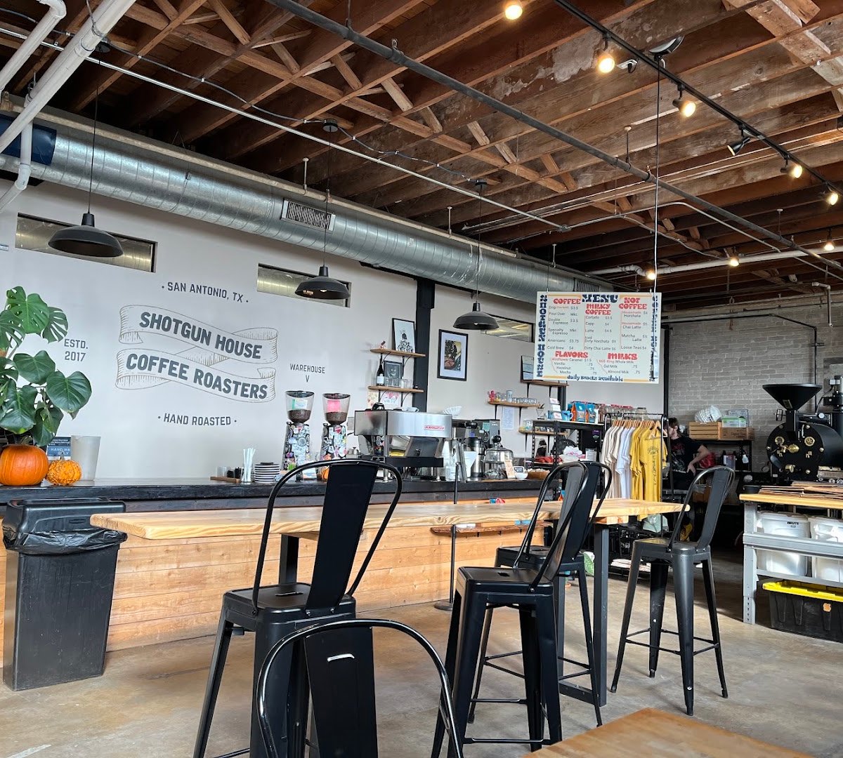 Interior of Mural Roasters, specialty coffee shop in San Antonio