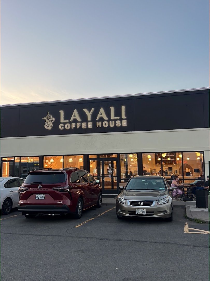 Storefront of Layali Coffee House, specialty coffee shop in Rochester