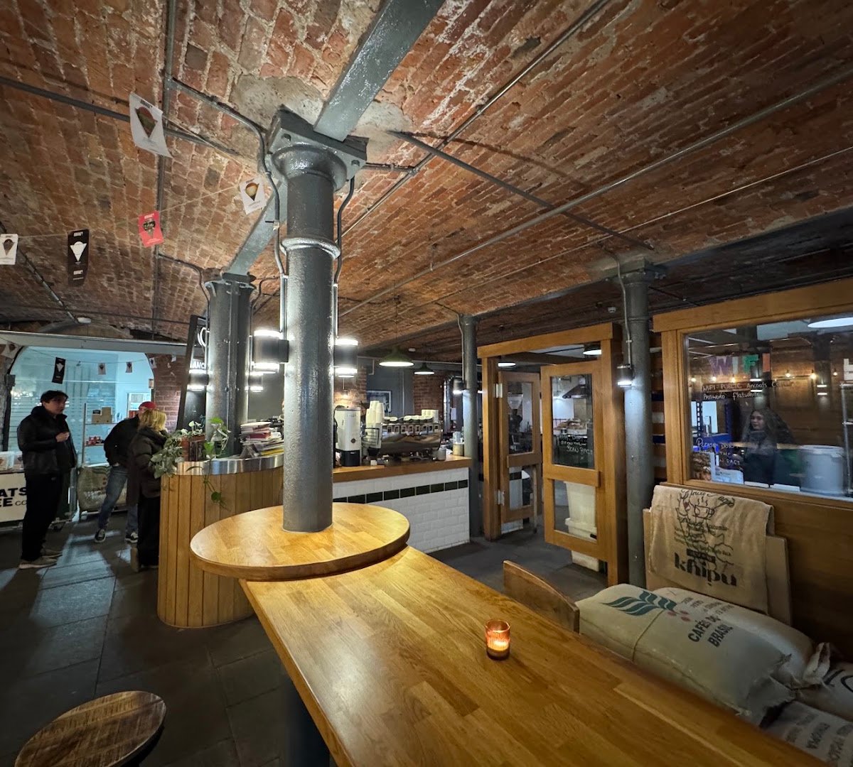 Interior of Ancoats Coffee Co., specialty coffee shop in Manchester