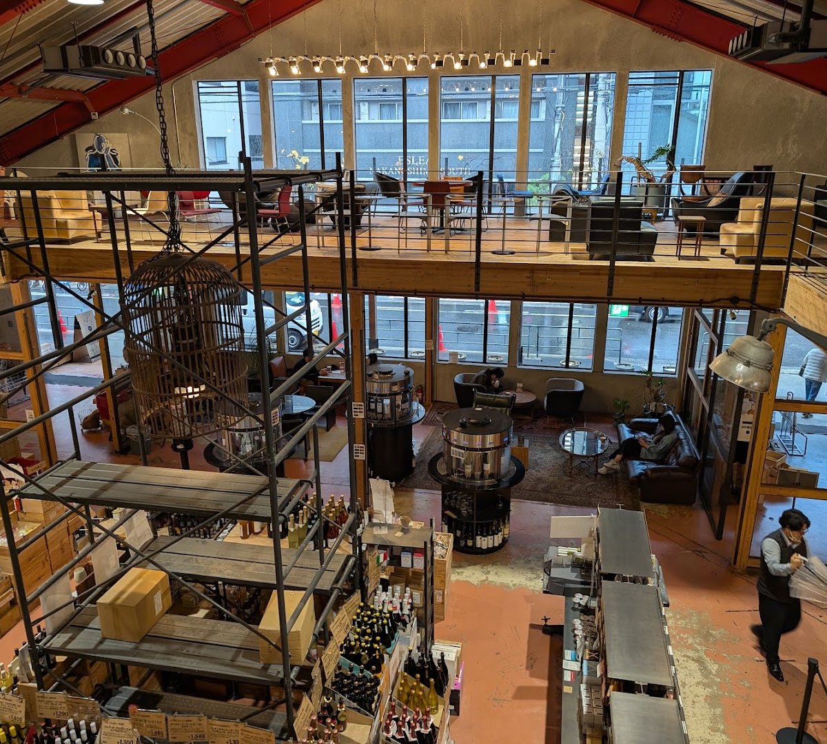 Interior of Takamura Wine & Coffee Roasters, specialty coffee shop in Osaka