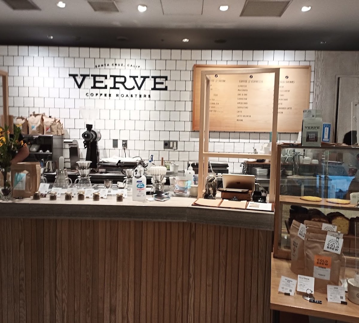 Interior of Verve Coffee Roasters NEWoMan Shinjuku Store, specialty coffee shop in Tokyo