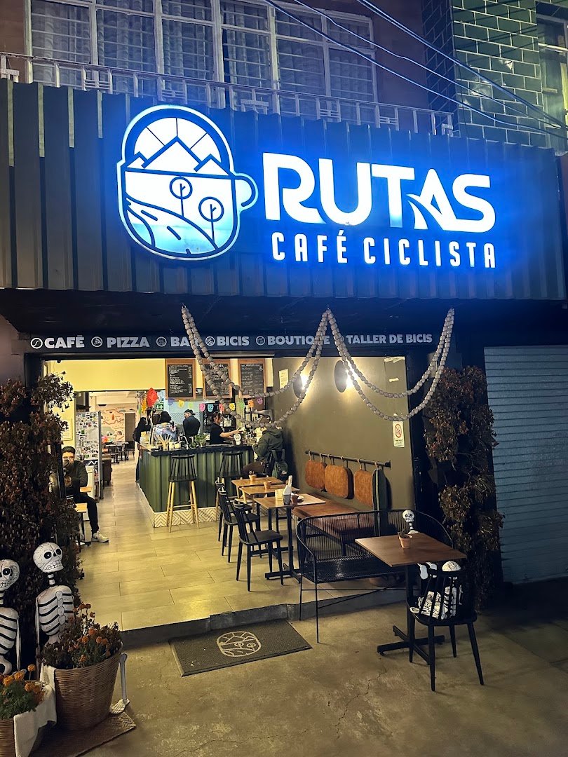 Storefront of Rutas Café Ciclista, specialty coffee shop in Mexico City