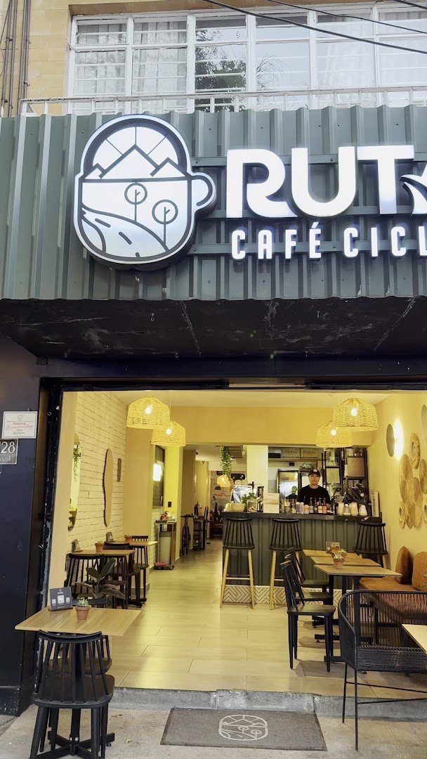 Storefront of Rutas Café Ciclista, specialty coffee shop in Mexico City