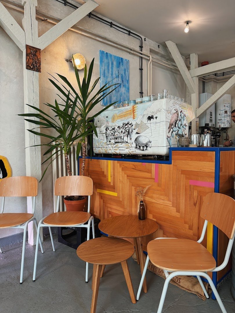 Interior of Industra Coffee Praha Nusle, specialty coffee shop in Prague