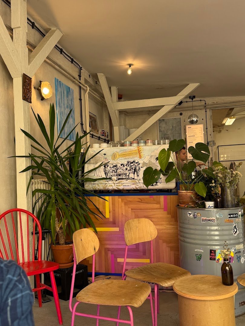 Interior of Industra Coffee Praha Nusle, specialty coffee shop in Prague