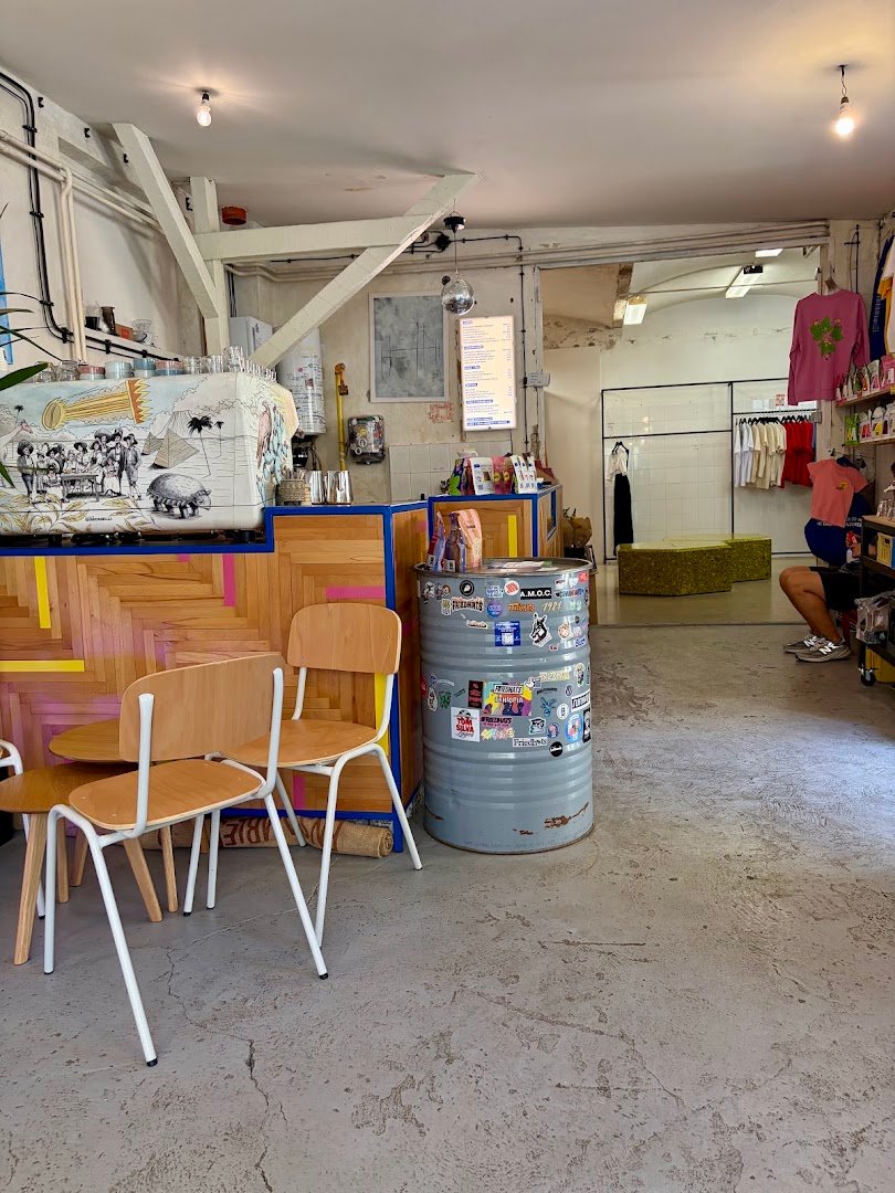 Interior of Industra Coffee Praha Nusle, specialty coffee shop in Prague