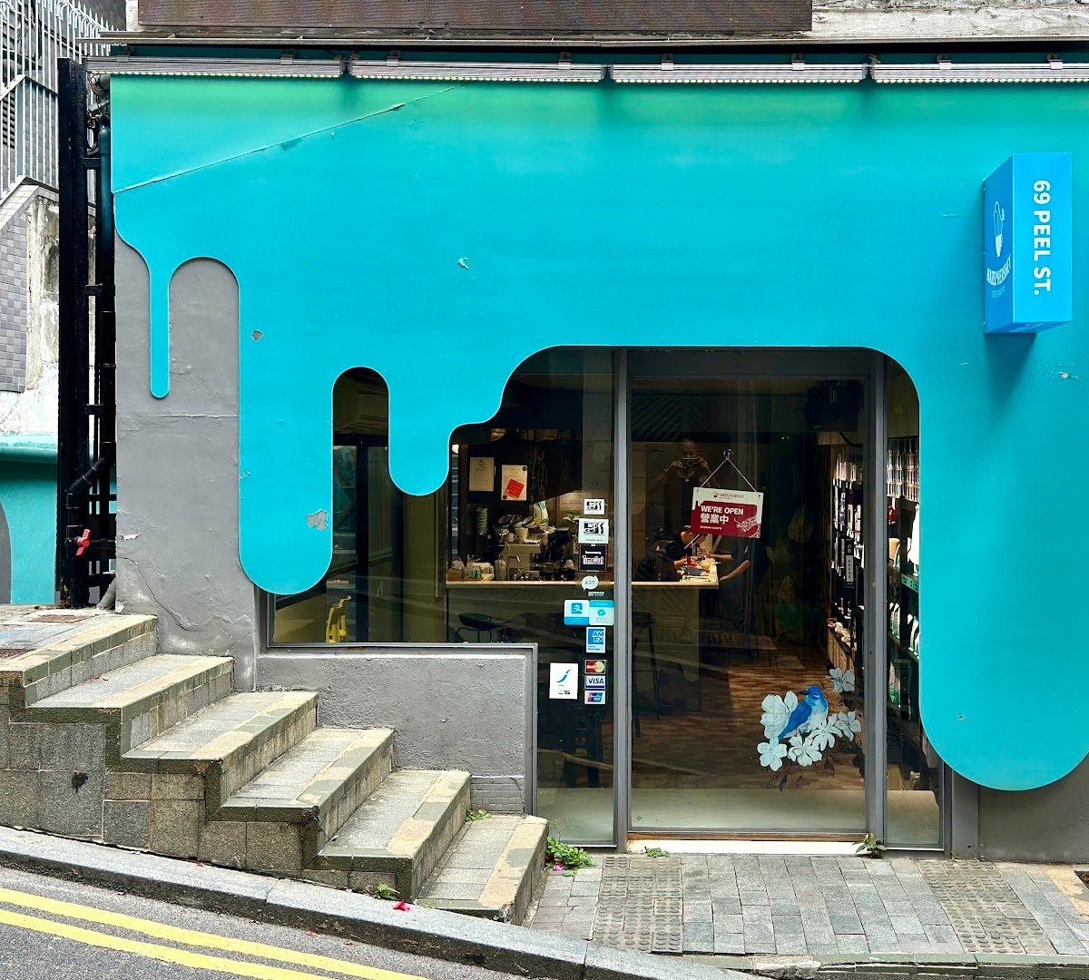 Storefront of Hazel & Hershey Coffee Roasters, specialty coffee shop in Hong Kong