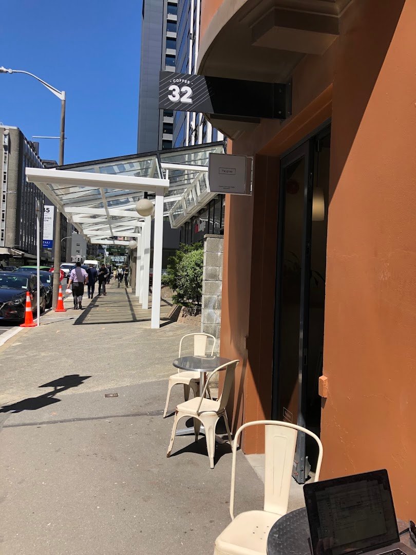 Storefront of Coffee 32, specialty coffee shop in Wellington