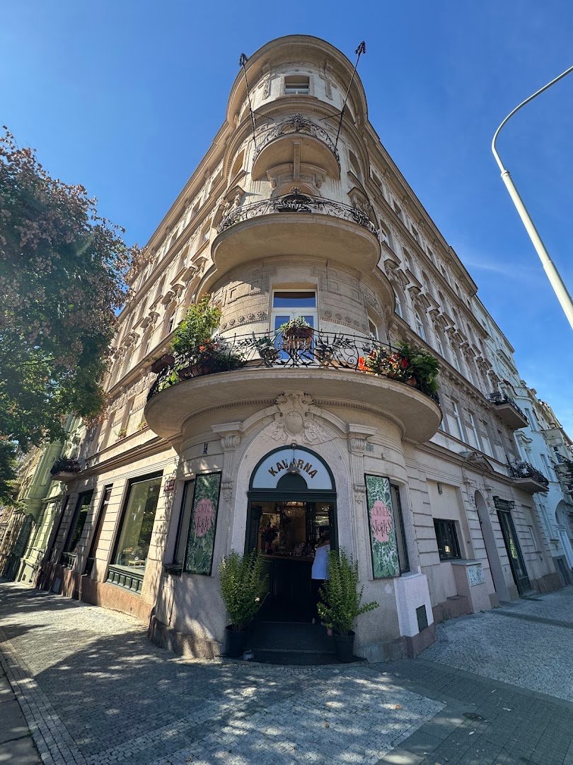 Storefront of Corner Stories, specialty coffee shop in Prague
