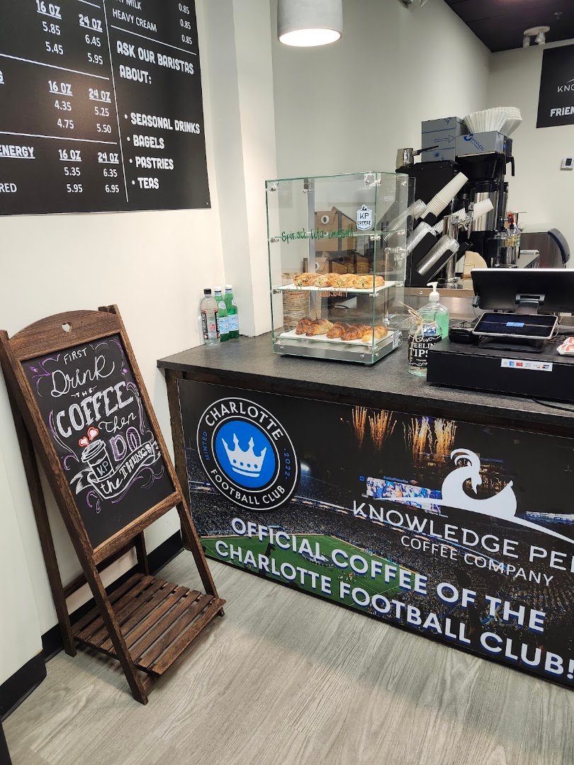 Interior of Knowledge Perk Coffee Company, specialty coffee shop in Charlotte