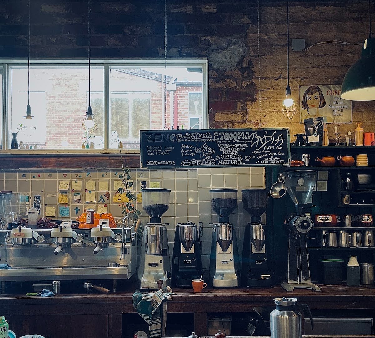 Interior of Monk Bodhi Dharma, specialty coffee shop in Melbourne