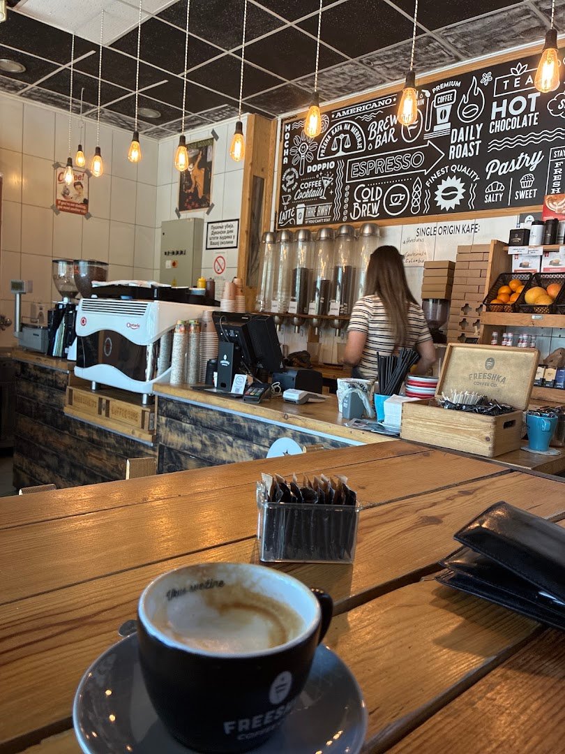 Interior of FREESHKA COFFEE Co., specialty coffee shop in Novi Sad