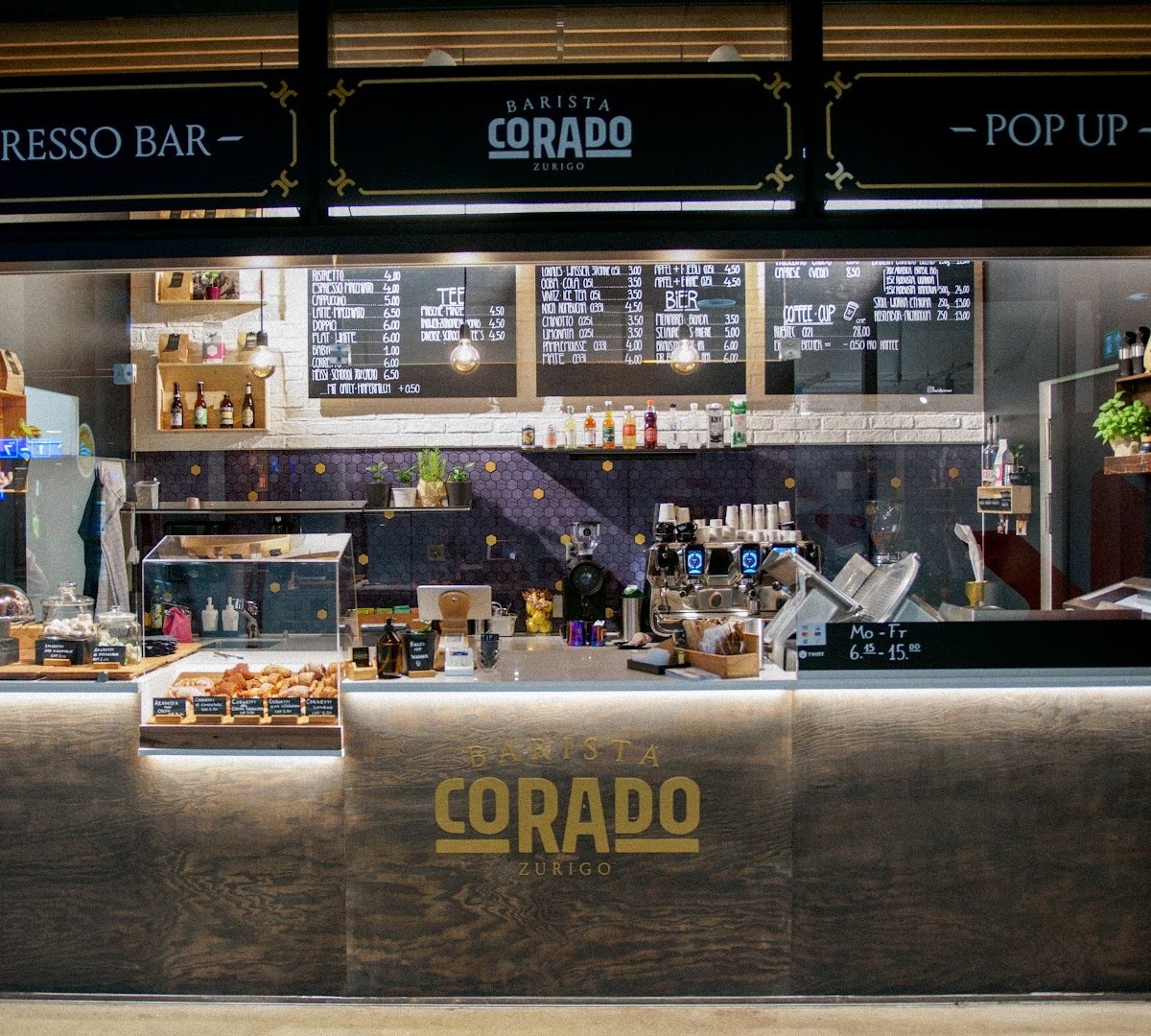 Storefront of Barista Corado Espresso Bar, specialty coffee shop in Zurich