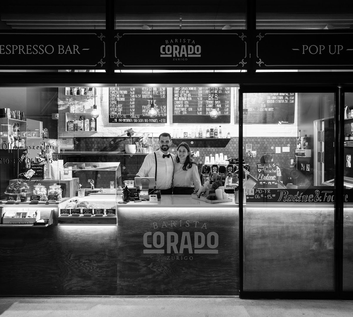 Storefront of Barista Corado Espresso Bar, specialty coffee shop in Zurich