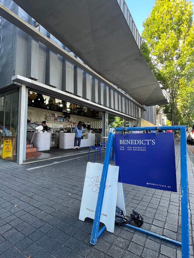 Storefront of Benedict's, specialty coffee shop in Auckland