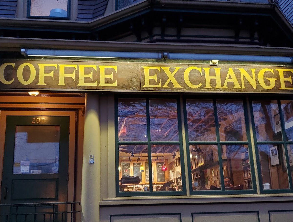 Storefront of Coffee Exchange, specialty coffee shop in Providence