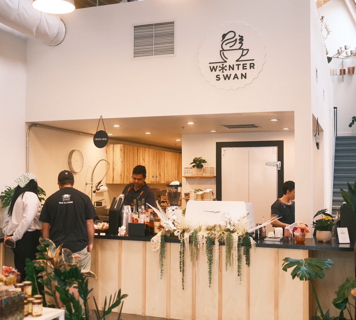 Interior of Winter Swan Coffee, specialty coffee shop in Rochester