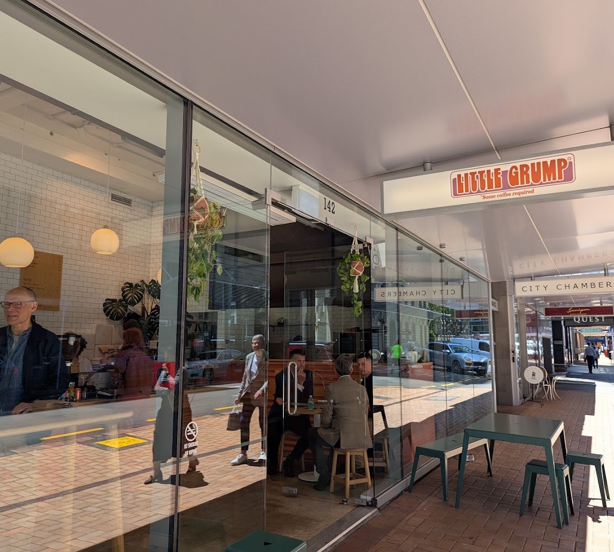 Storefront of little grump, specialty coffee shop in Wellington