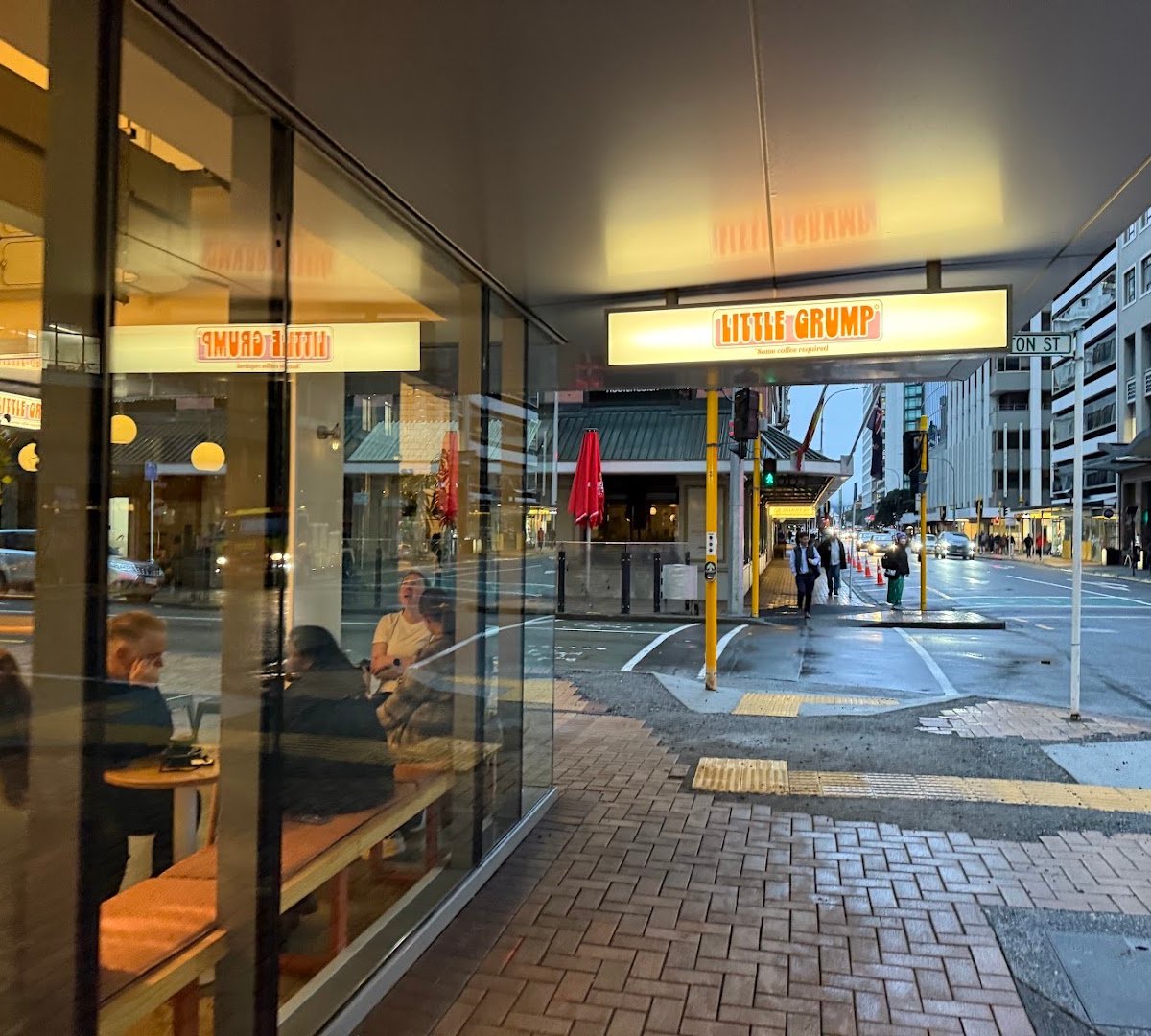 Storefront of little grump, specialty coffee shop in Wellington