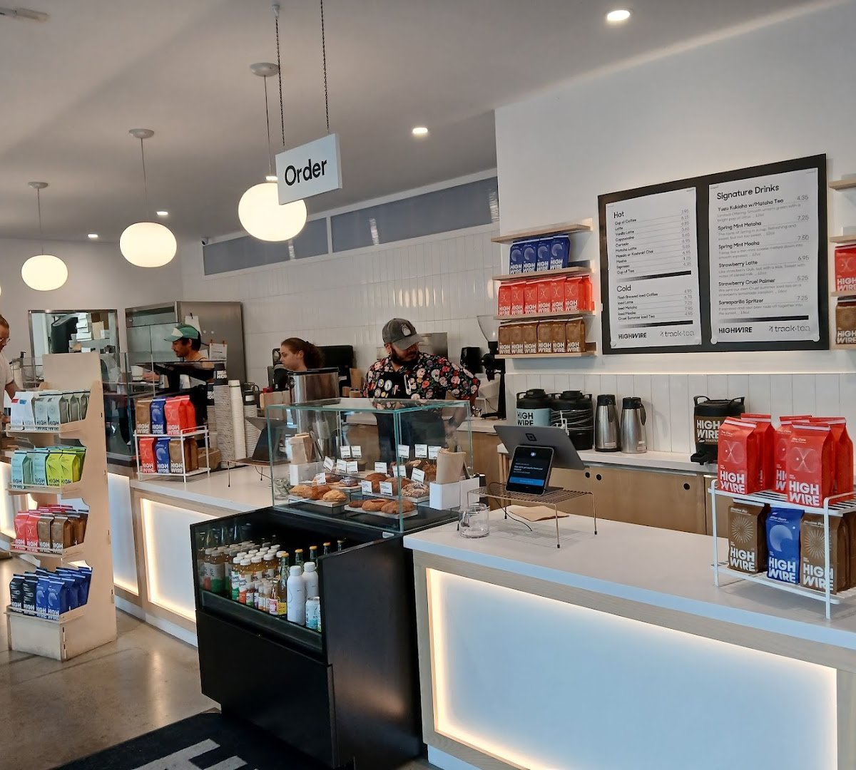 Interior of Highwire Coffee Roasters, specialty coffee shop in Oakland