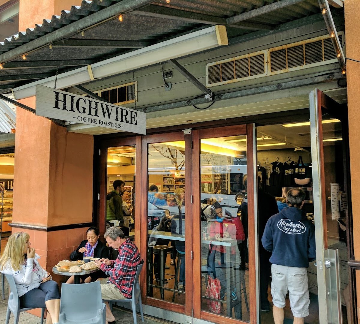 Storefront of Highwire Coffee Roasters, specialty coffee shop in Oakland