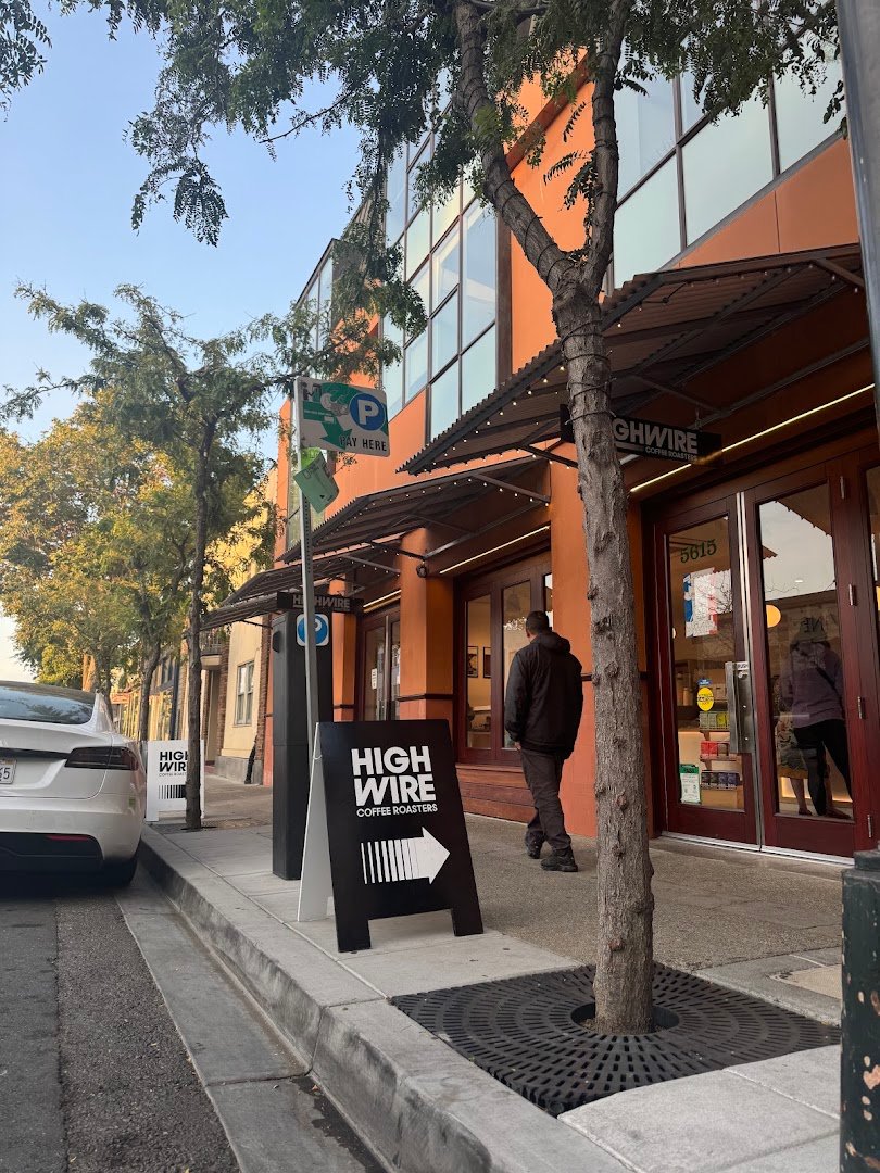 Storefront of Highwire Coffee Roasters, specialty coffee shop in Oakland