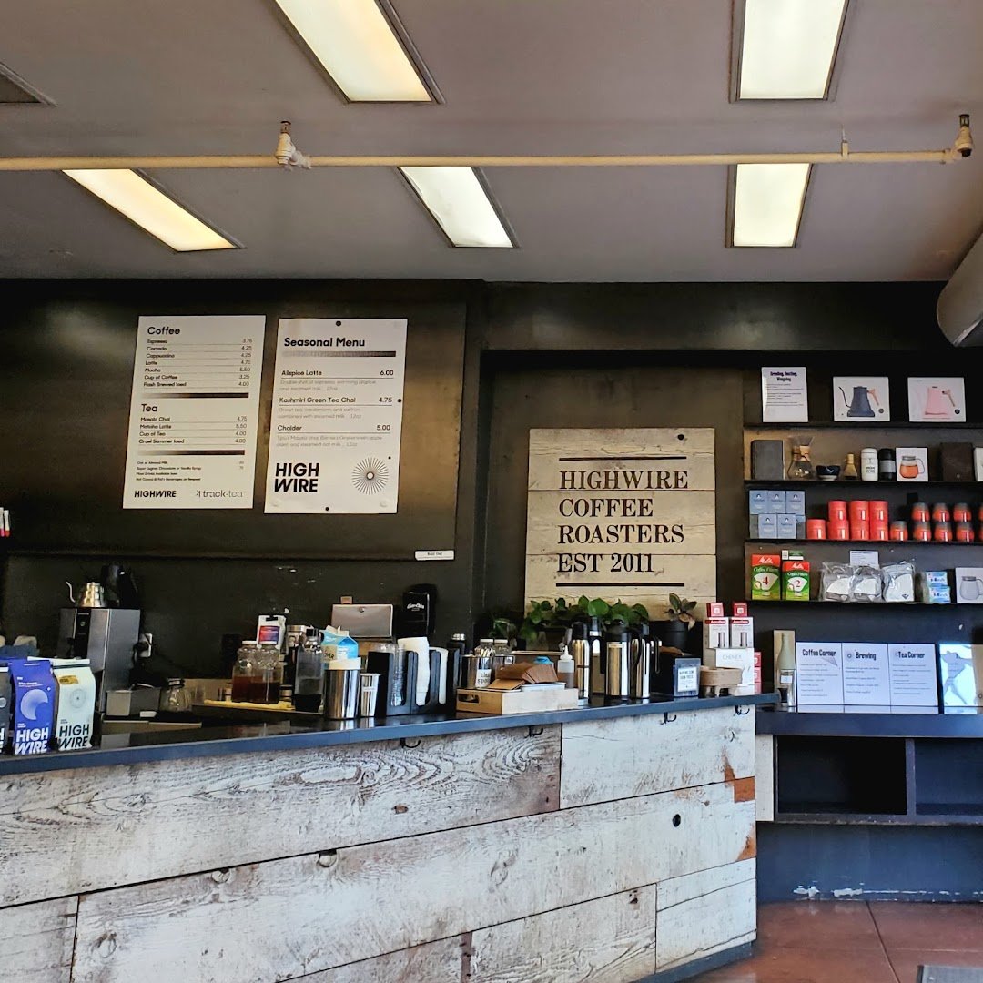 Interior of Highwire Coffee Roasters, specialty coffee shop in Oakland