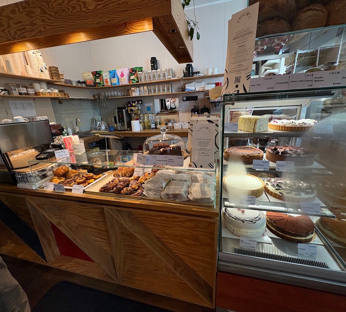 Interior of Żona Krawca, specialty coffee shop in Warsaw