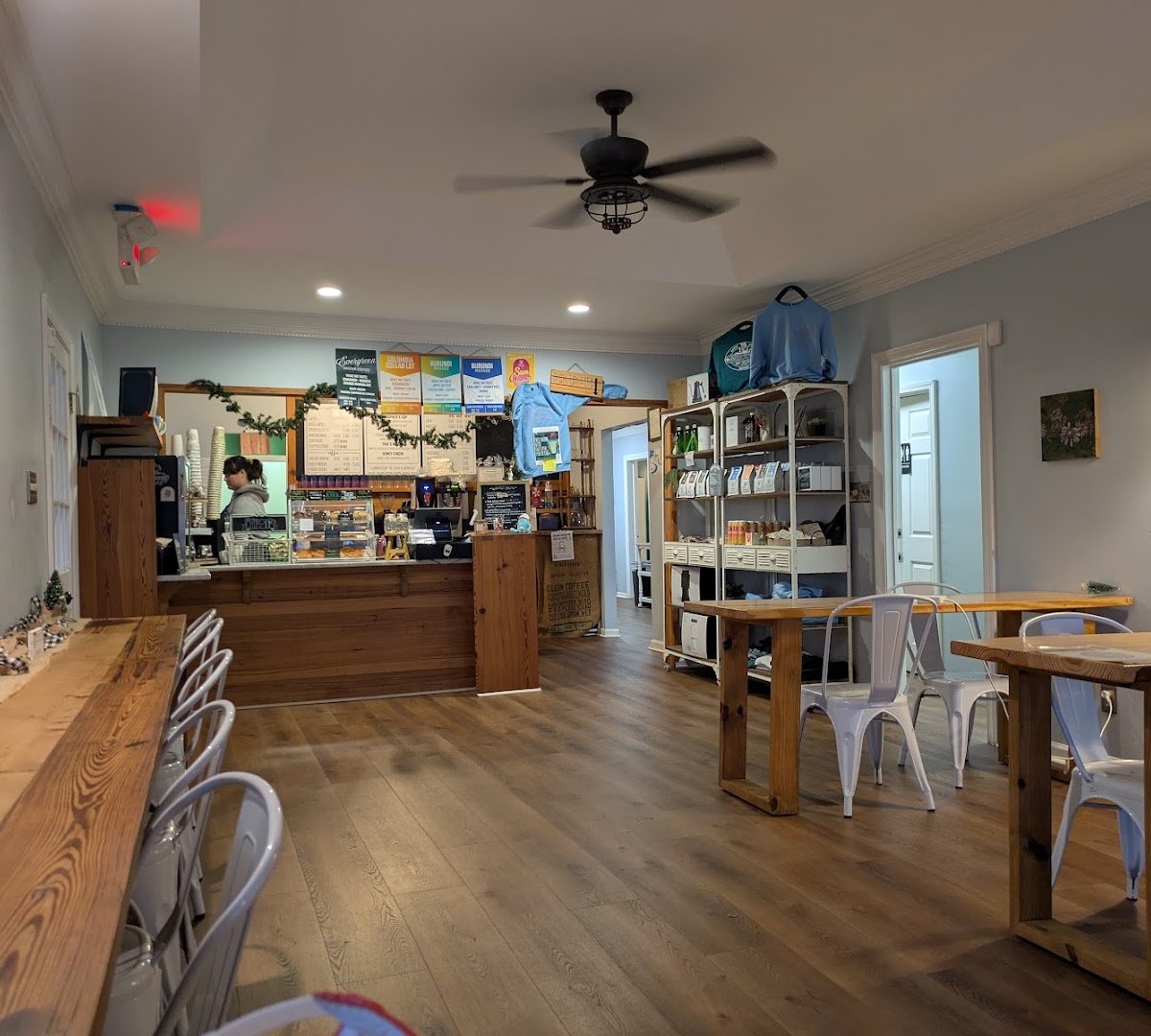 Interior of Three Tree Coffee at the Porch, specialty coffee shop in Savannah