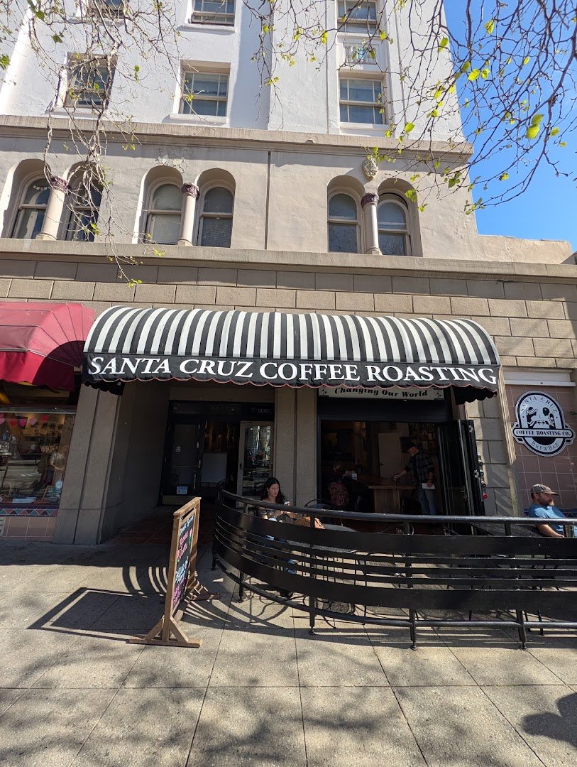 Storefront of Santa Cruz Coffee Roasting, specialty coffee shop in Santa Cruz