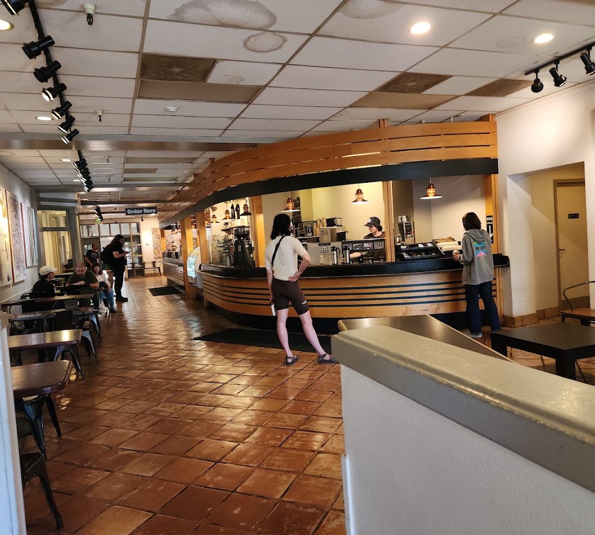 Interior of Santa Cruz Coffee Roasting, specialty coffee shop in Santa Cruz
