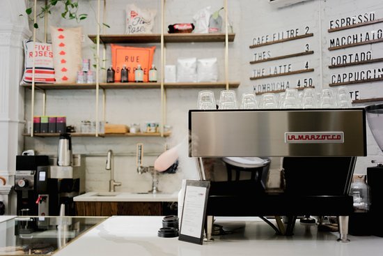 Interior of Ambrose Café, specialty coffee shop in Montreal