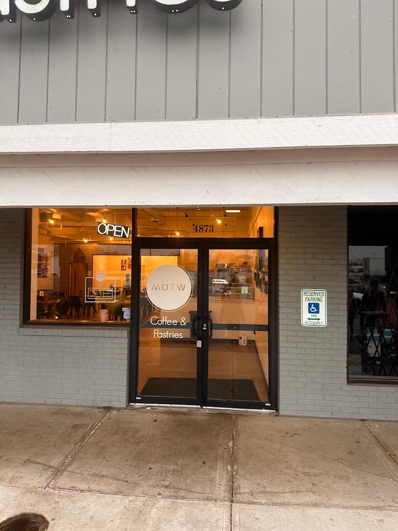 Storefront of MOTW Coffee and Pastries, specialty coffee shop in Indianapolis
