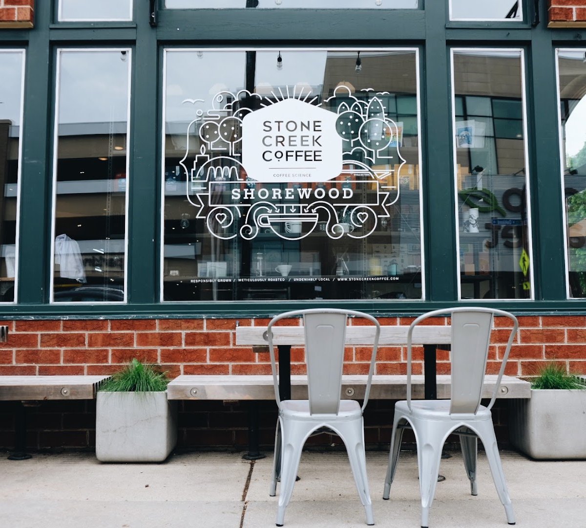 Storefront of Stone Creek Coffee - Shorewood, specialty coffee shop in Milwaukee