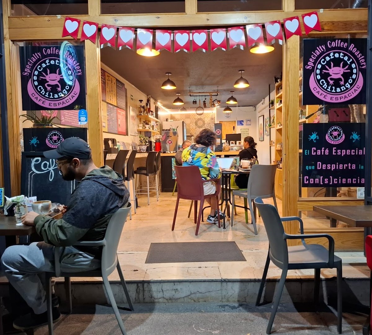 Interior of Cafetal Chilango MAQ, specialty coffee shop in Mexico City