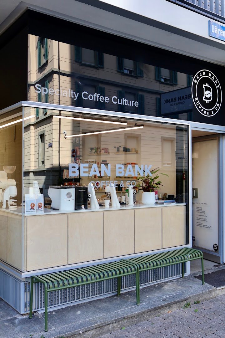 Storefront of Bean Bank Coffee Bärengasse, specialty coffee shop in Zurich