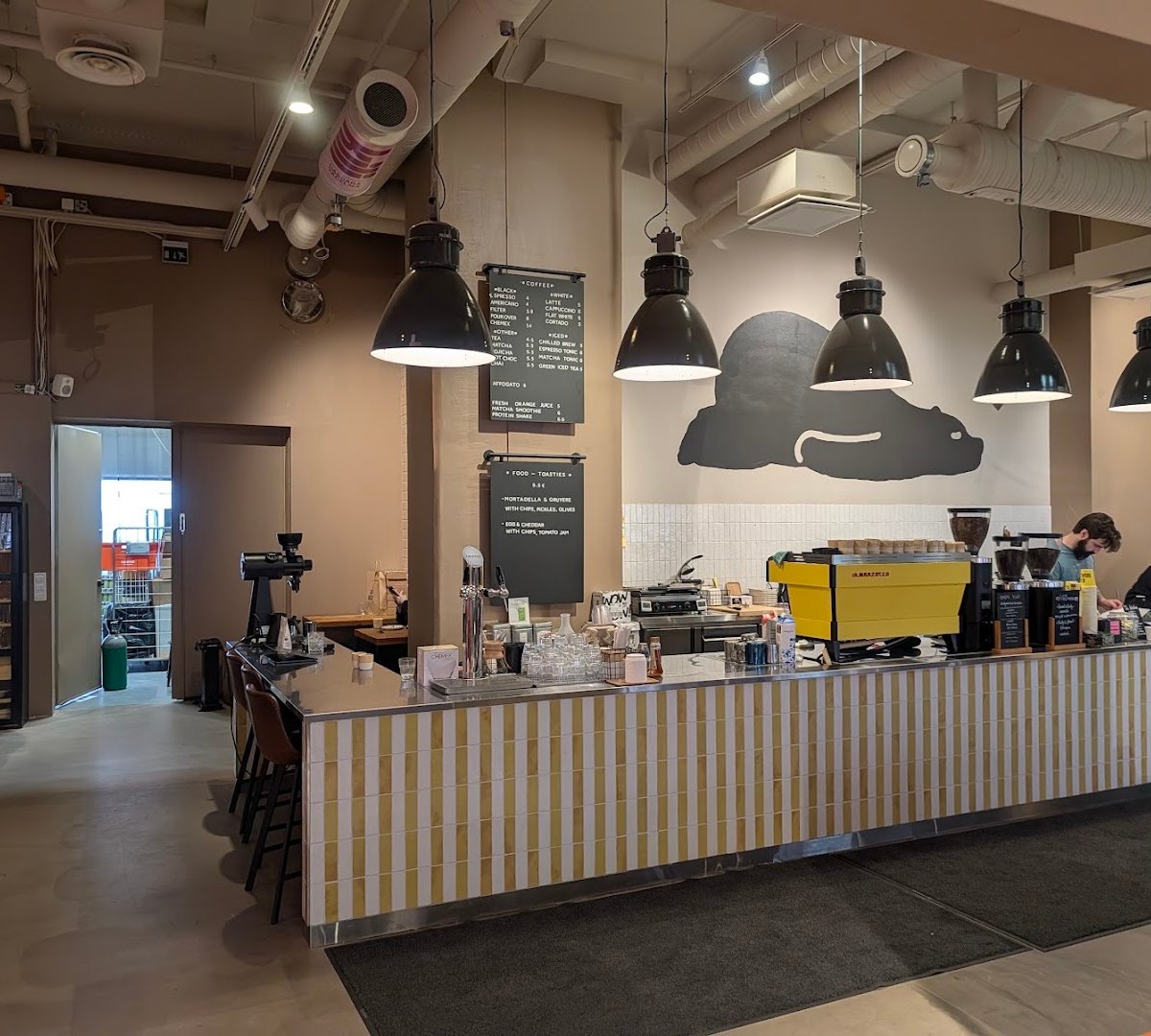 Interior of Kaffa Roastery, specialty coffee shop in Helsinki