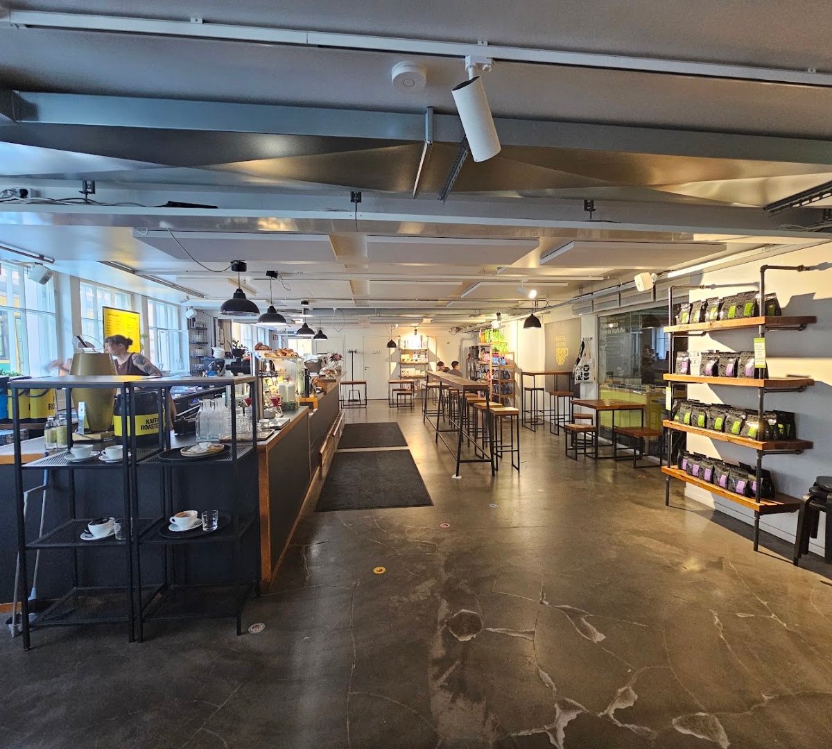 Interior of Kaffa Roastery, specialty coffee shop in Helsinki
