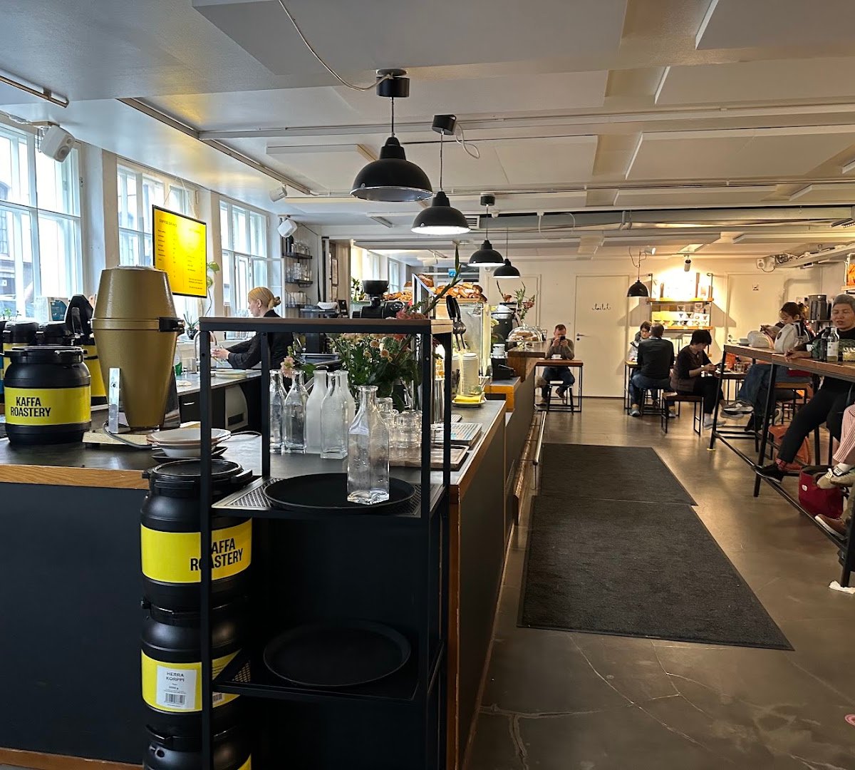 Interior of Kaffa Roastery, specialty coffee shop in Helsinki